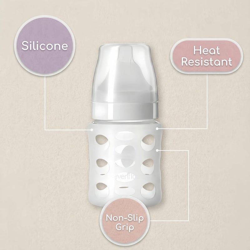 UWSTE 4Pack Silicone Sleeve Compatible with Evenflo 6oz/Glulicola 5oz/Matyz 6oz Glass Bottle, Scald Sleeve Heat Protective Case for Feeding Bottles Soft Non - Design Stylish (Transparent) - Image 3